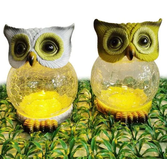 Solar Lights Outdoor Garden, Animal Solar Lights Outdoor Waterproof, Resin Owl Solar Lamps Decorative