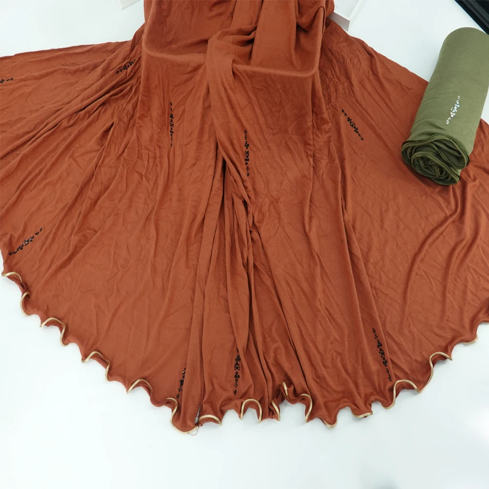 Hotest Fancy new customize Jersey hijab fashion hijabs scarfs muslim head scarf with zigzag stone