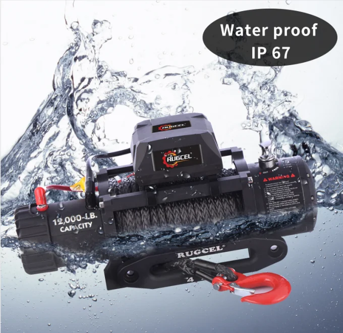  12v лебедка 12000 фунтов синтетическая веревка 4wd прицеп