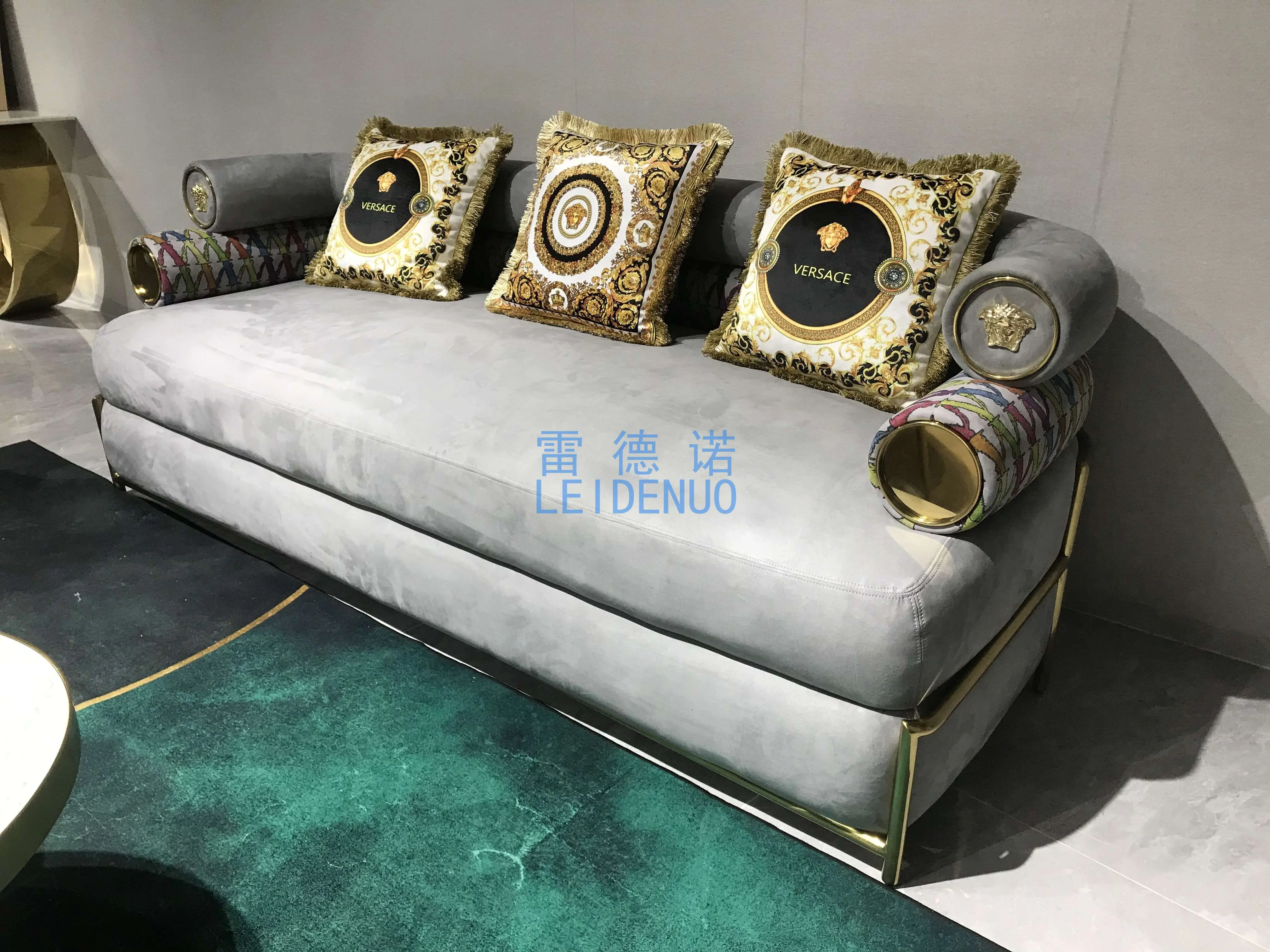 High end gray sofa set furniture couch living room Italian fabric modern luxury sofa set