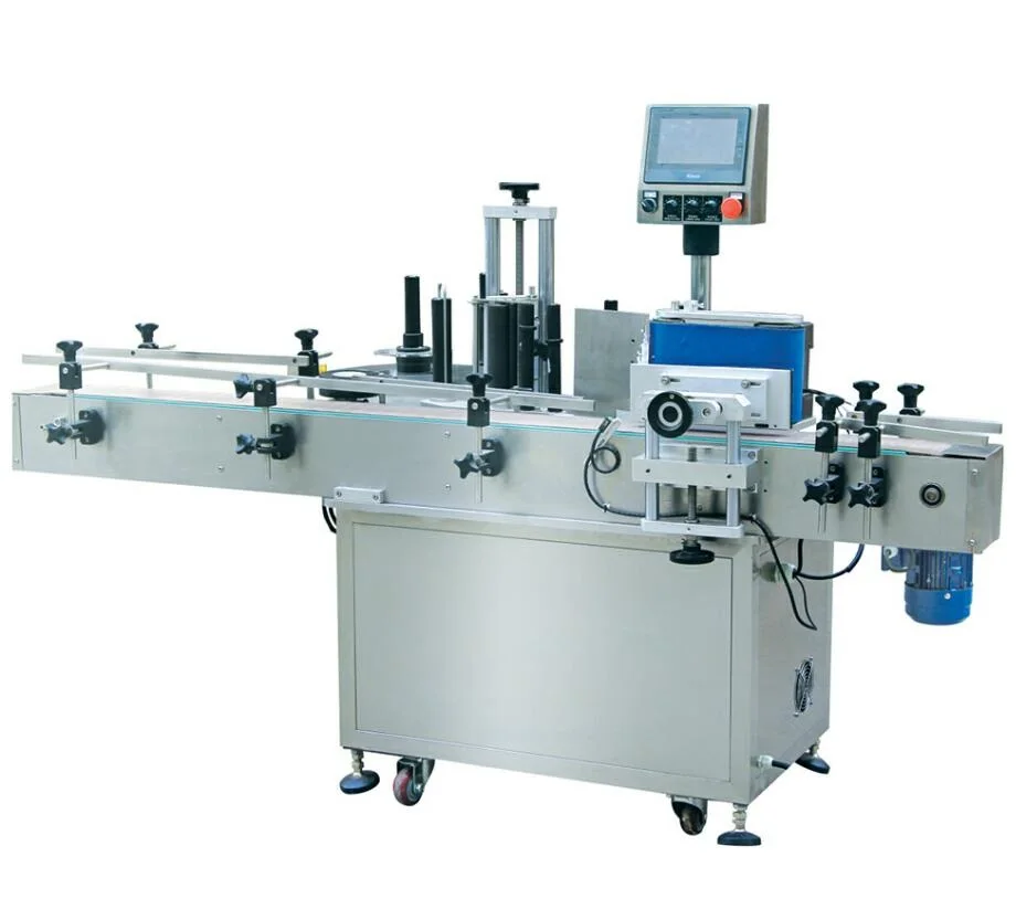 YM510 Auto wrap around sticker labeler applicator beverage round glass plastic bottles labelling machine
