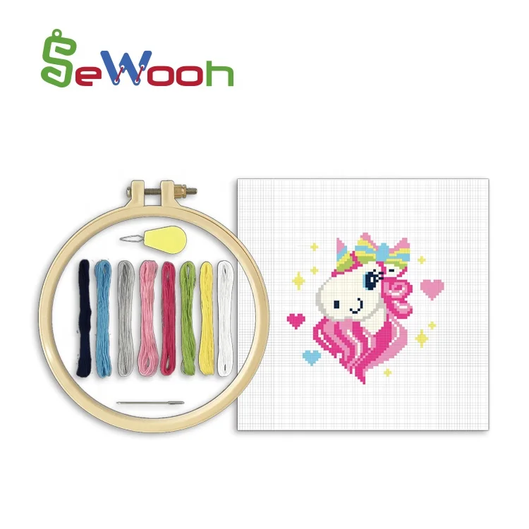 Kids Beginner Unicorn Embroidery Cross Stitch Kit For Decoration