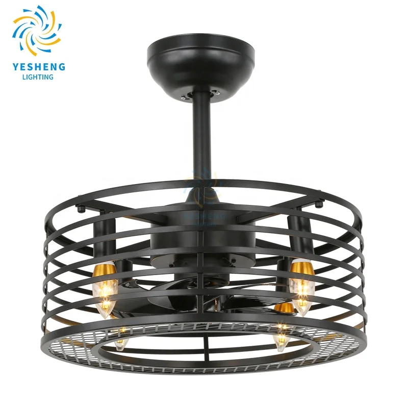 D070 в американском стиле Железный клеточный вентилятор Люстра Потолочный вентилятор со светом с дистанционным управлением