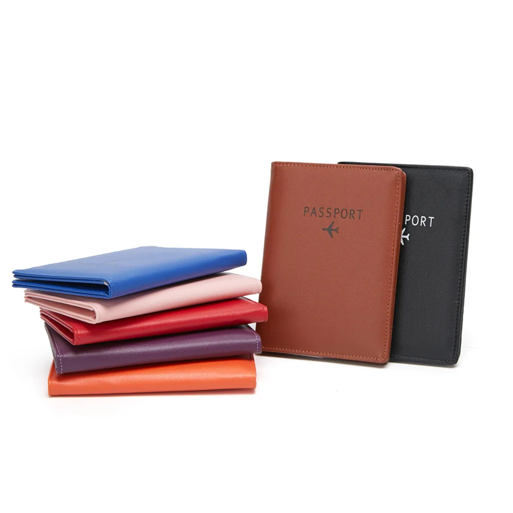 Portable PU Leather Card Holder Wallet Family Passport Holder Travel Wallet Passport Case for Men