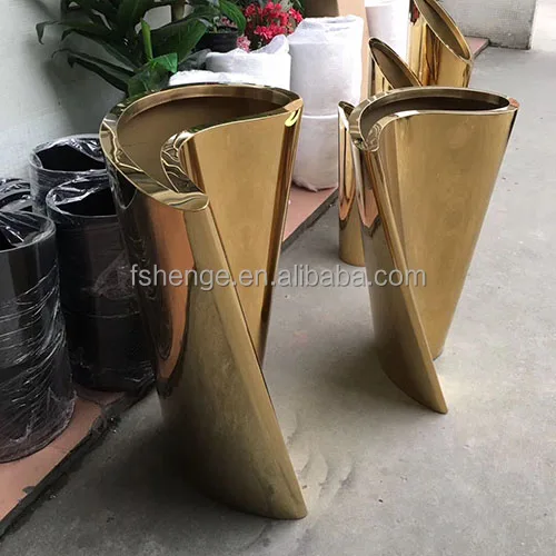 Modern home large gold flower pot indoor decorative floor vases for wedding center piece