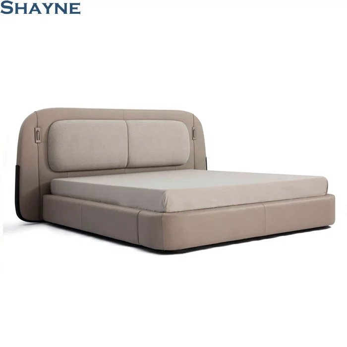 202410 Shayne ODM Furniture Factory Customize Italian Style Antique King Size And Queen Fabric Upholstered Wooden Bed
