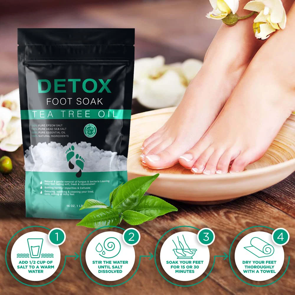 Custom Private Label Natural Tea Tree Oil Exfoliation Calluses Foot Soak Foot Salt