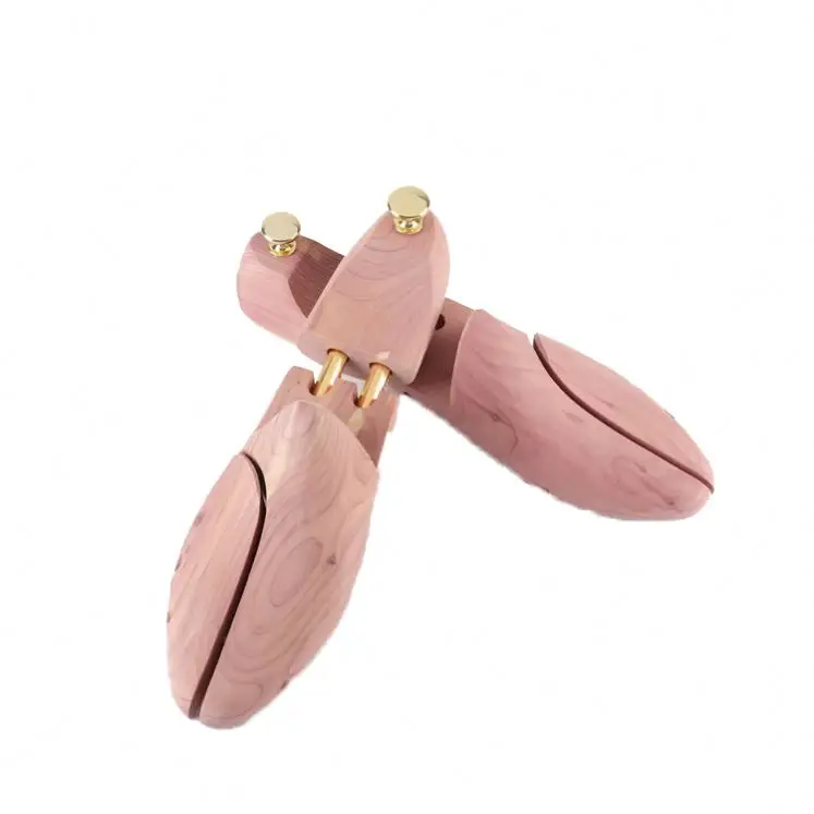 Factory supply Adjustable  Natural Red Cedar US Size Cedar wooden Shoe Tree For Men double tube shoe trees