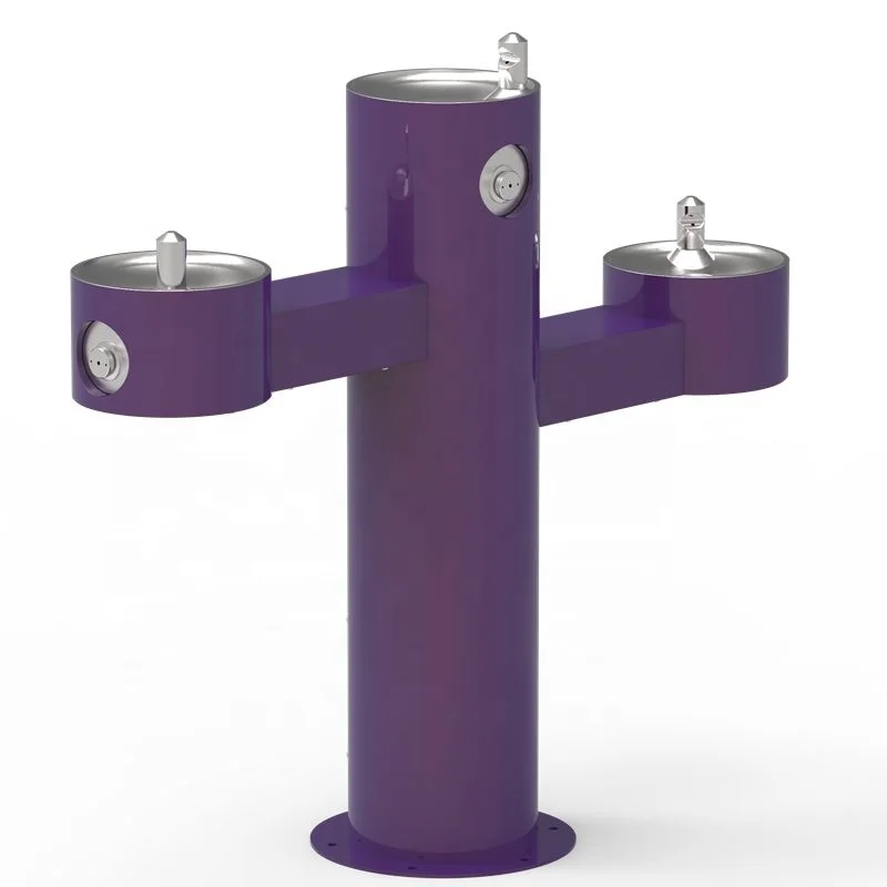 pedestal mounted outdoor drinking fountain, drinking fountain with bottle fillers