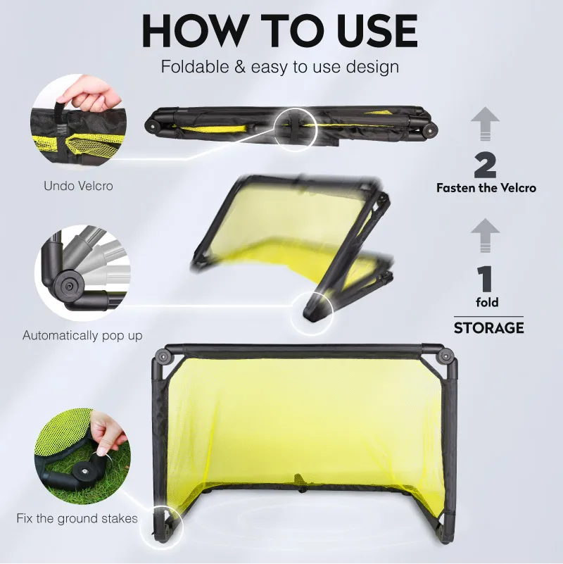 Lightweight Kid Outdoor PVC Plastic Automatically Pops Up Training Equipment Foldable Portable Football Gate Net Soccer Goal