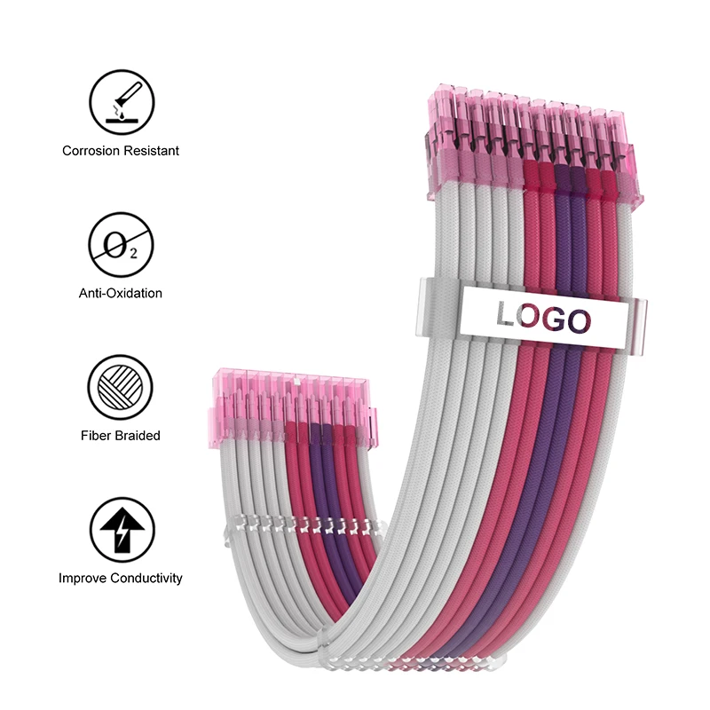 PSU Sleeved Cables Extension Kit Psu Cable Extension Cpu Power Supply 30cm ATX 24pin,CPU4+4p,PCI-E 6+2p ATX Cable