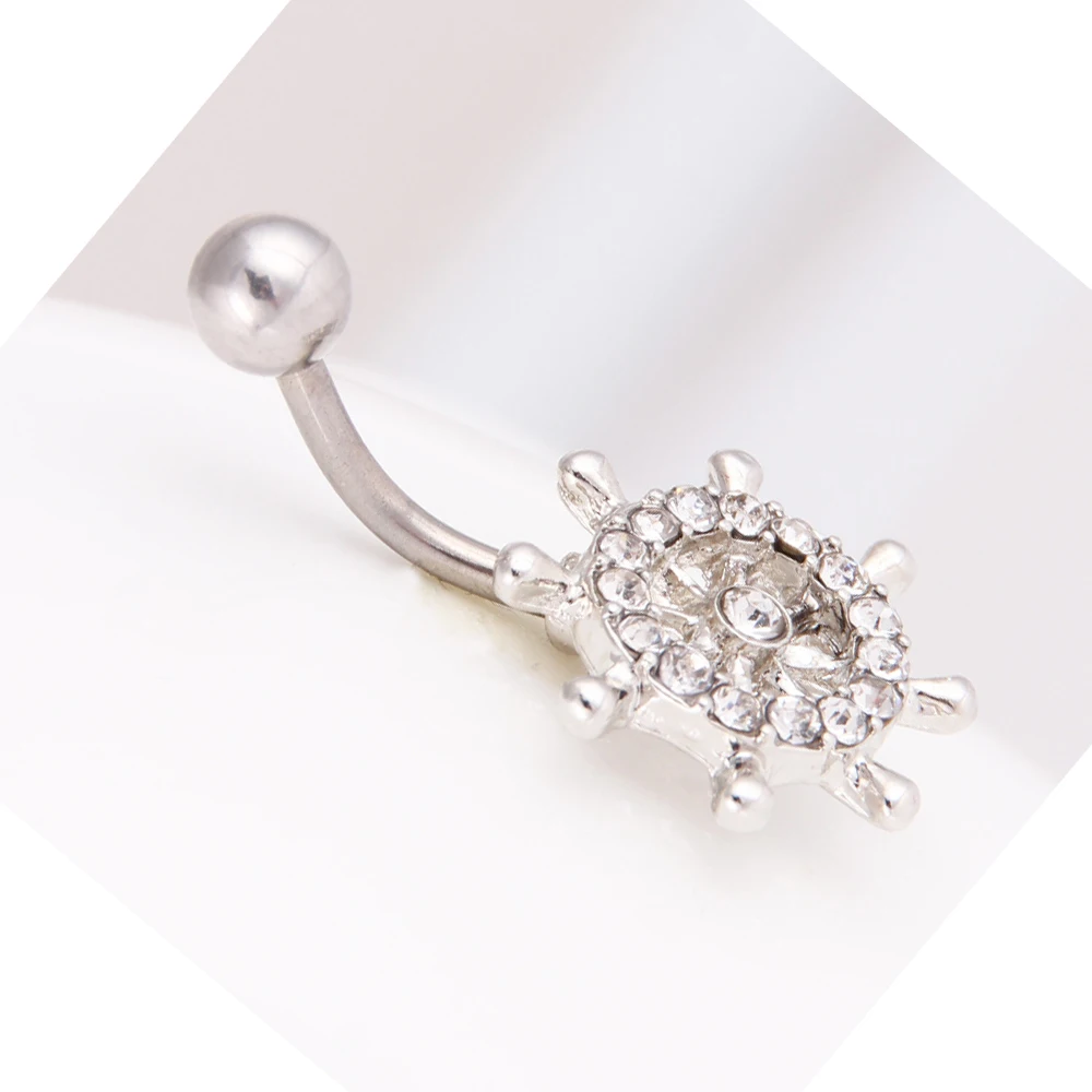 Boat Anchor Cartoon Rudder Shape Silver Set auger Wholesale Cheap Jewelry Body Piercing Butter Ring