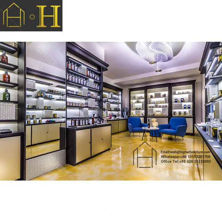 Modern Commercial Cosmetic Showcase Display Wooden Display Cabinet Makeup Shop Interior Design