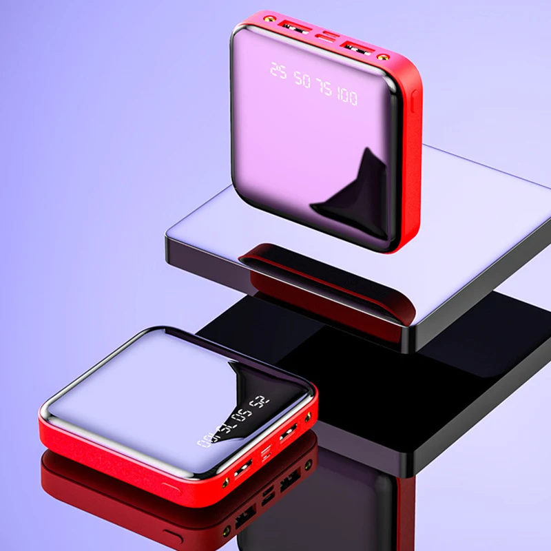 Wholesale Mirror Design LCD Display Mini Charging Power Bank 20000 MA Small Portable Mobile Power Promotional Gift