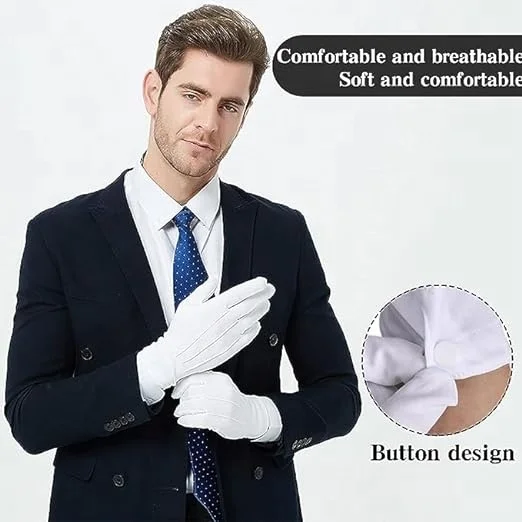 White Polyester Cotton Uniform Tuxedo Dress Ceremony Gloves