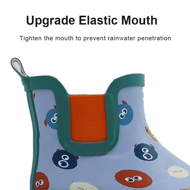 Customize Logo Matte Cartoon Elastic Band Kid Child Low Cut Custom Ankles Mud Unisex Matte Rain Boots