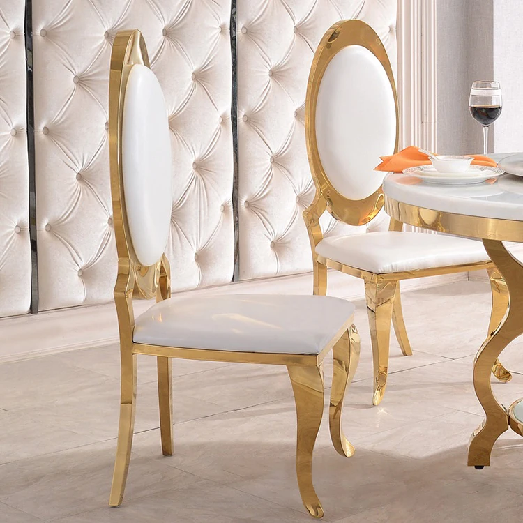 Modern  luxury gold stainless steel unique hotel dining banquet event ceremony wedding chairs