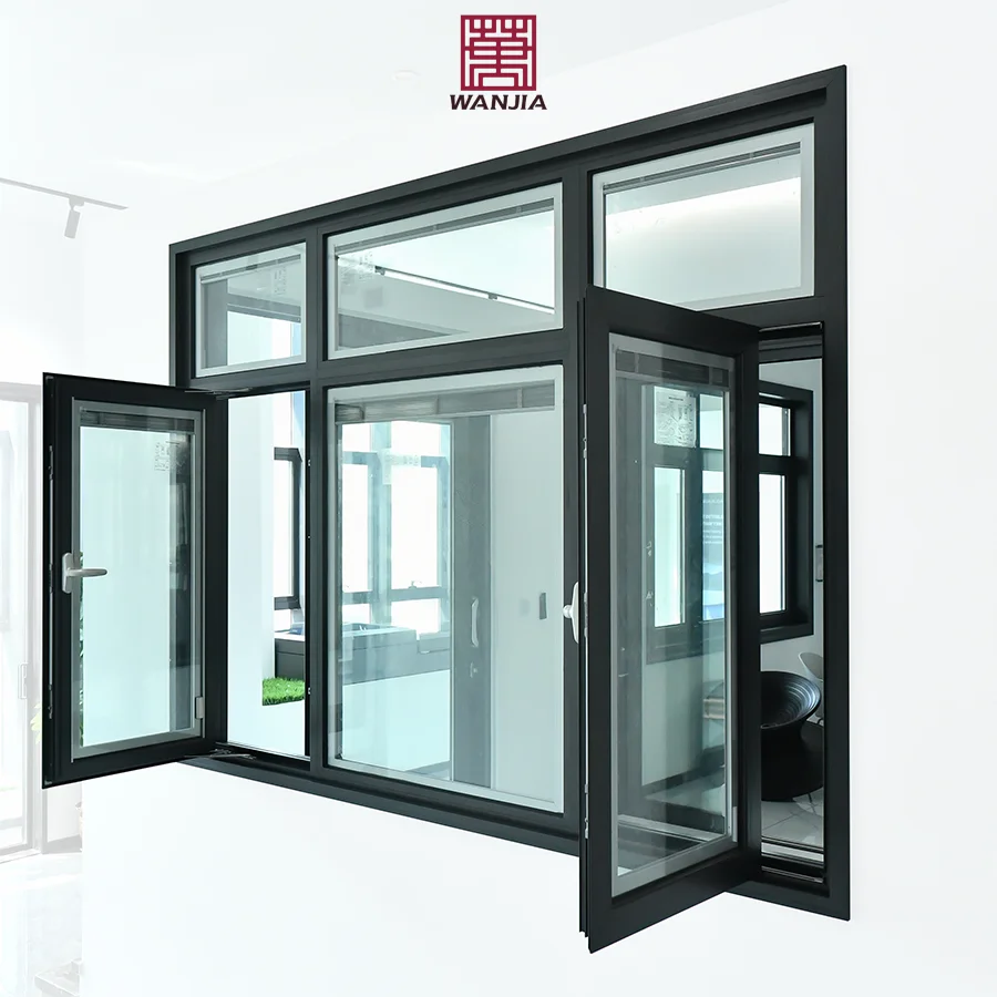 WANJIA simple design aluminum french casement window CE certificates casement windows