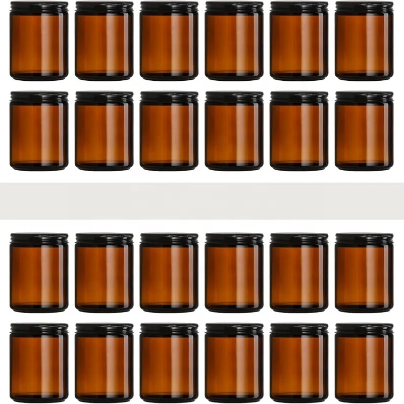 Wholesale 8oz 250ml Amber Glass Candle Jar Candlestick Holder for Christmas Year-Round Use for Candle Making