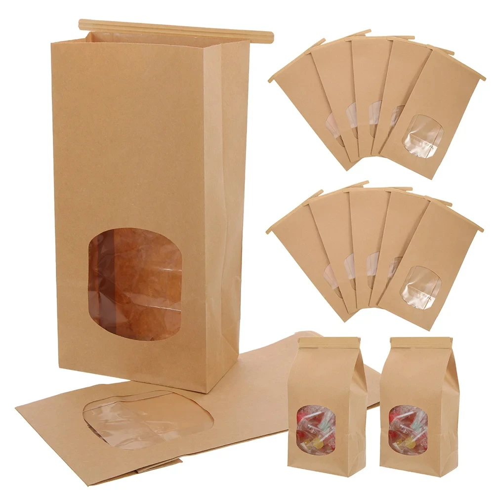 Eco Friendly Food Grade Popcorn Packaging Kraft Paper Bread Packaging Bag With