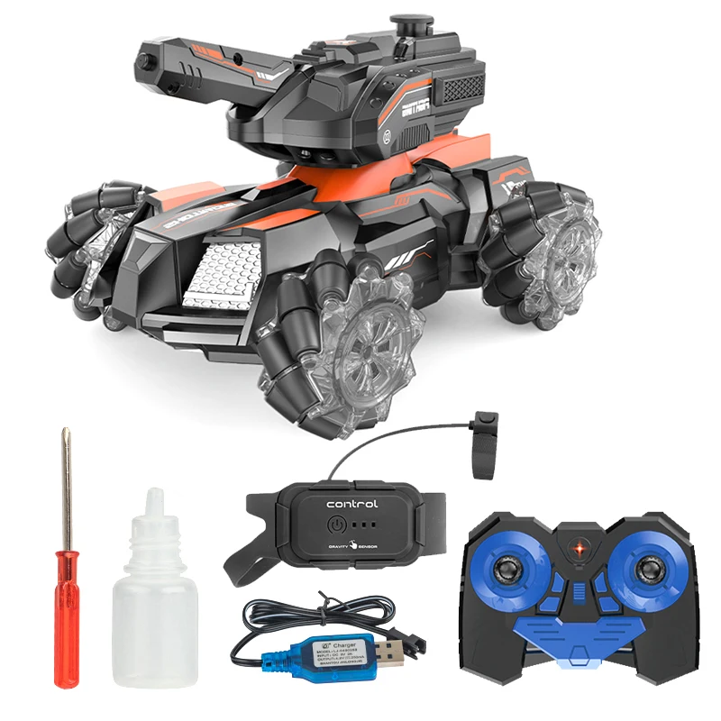 2.4G 1/16 RC Tank Car Toys Shooting Vehicle Remote Control Hand Gesture Control Drift RC Stunt Car With Water Spray