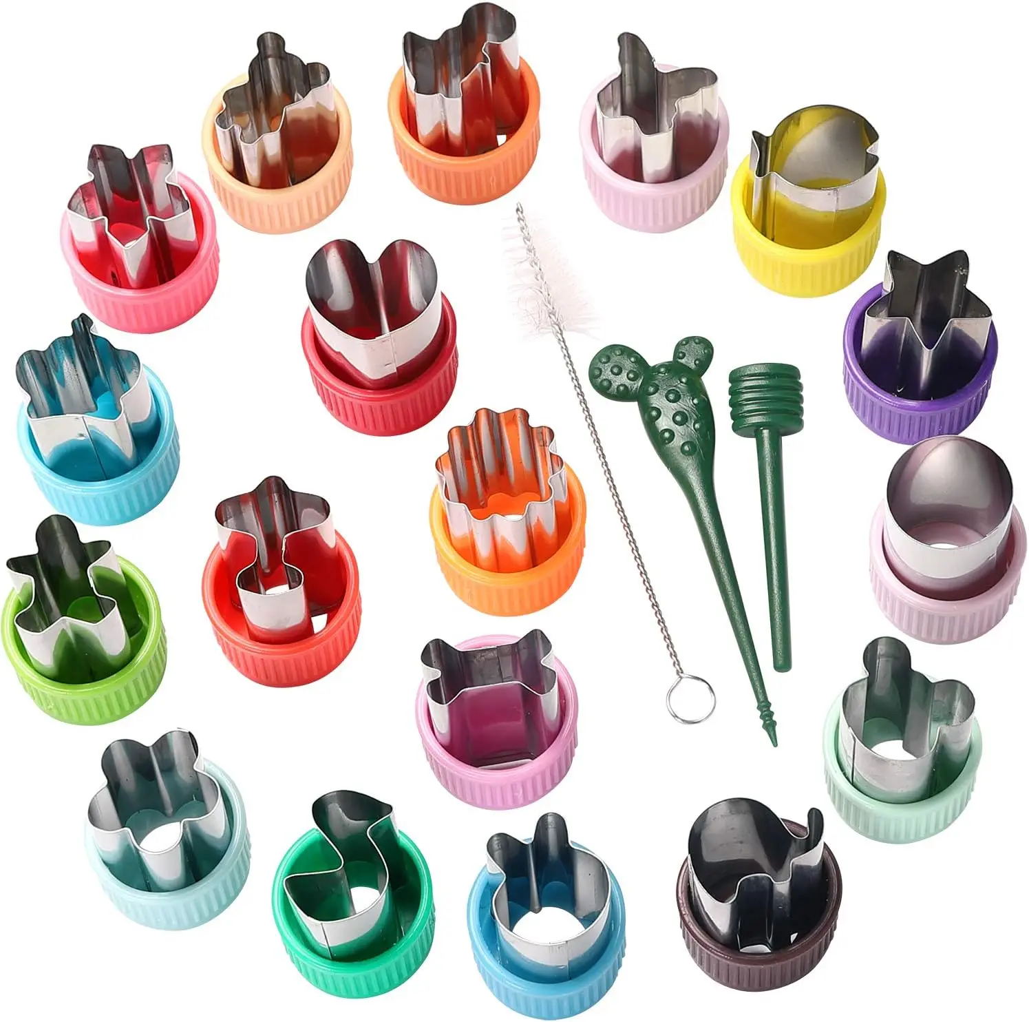 21 in 1 Set Vegetable Cutter Shapes Set Mini Sizes Cookie Cutters Set Fruit Cookie Stamps Mold