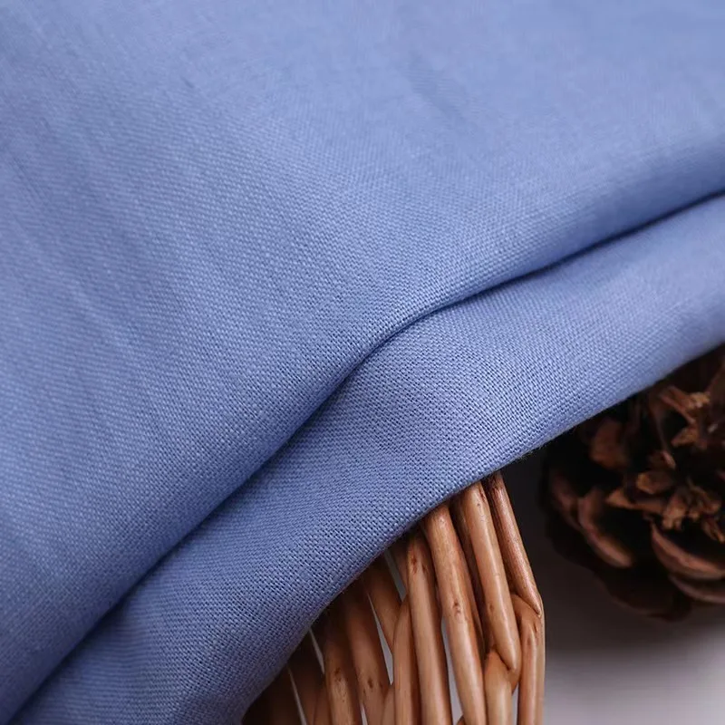 Hot selling 100% flax linen fabric solid color nature fabric breathable cool customization linen fabrics for garment