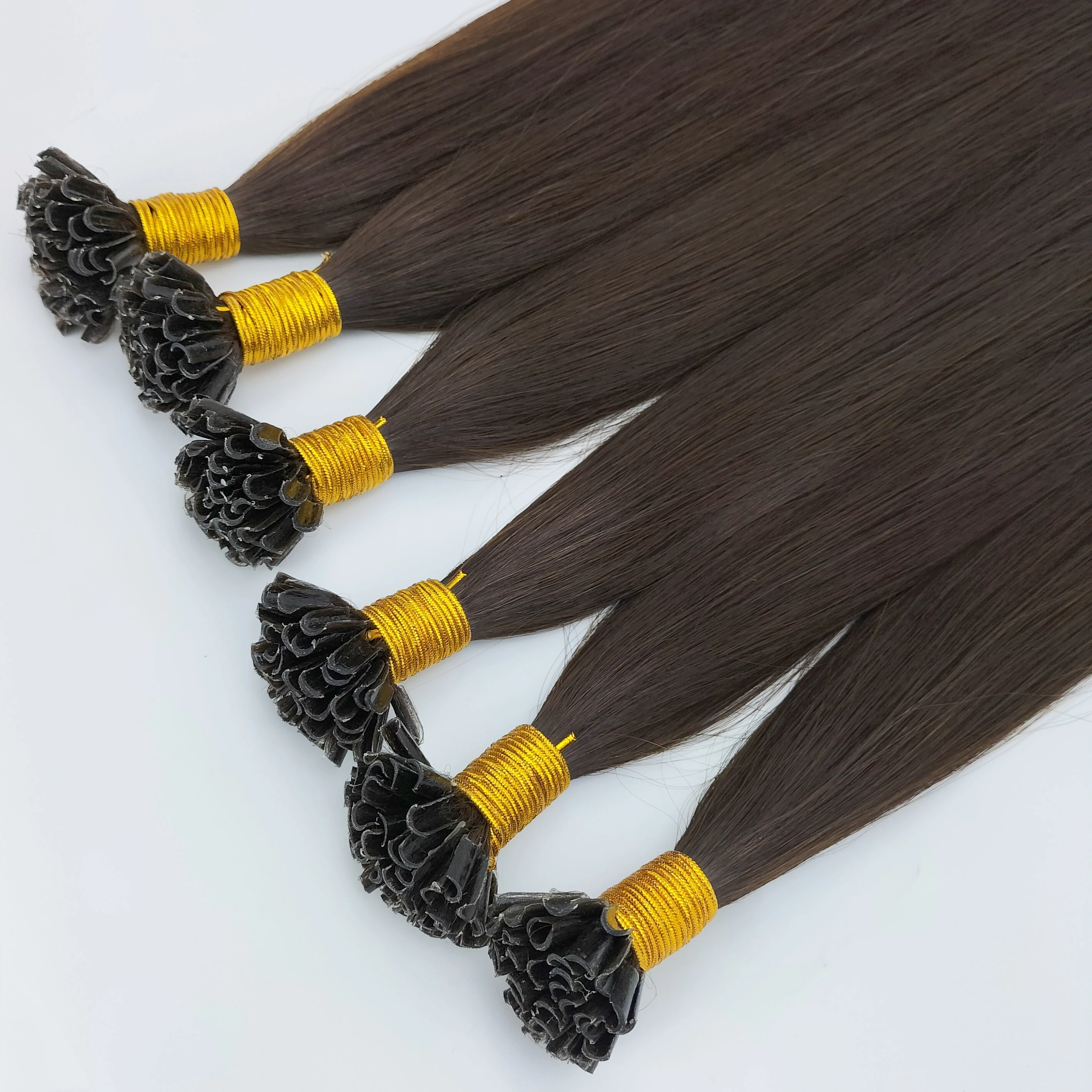 Pure Double Drawn K Tip Hair Extensions European Italian Virgin Human Hair Keratin U V Tip Hair Extension For Salon