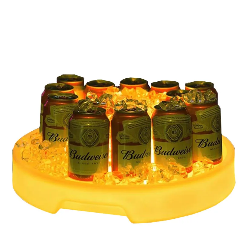 Customized Wholesale Luminous Waterproof Red Wine Tray Led Charging Tray Bar Color Serving Tray