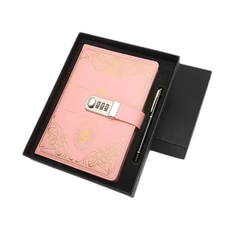 Factory wholesale notebook with lock retro atmosphere notebook business office notepad A5 tally book