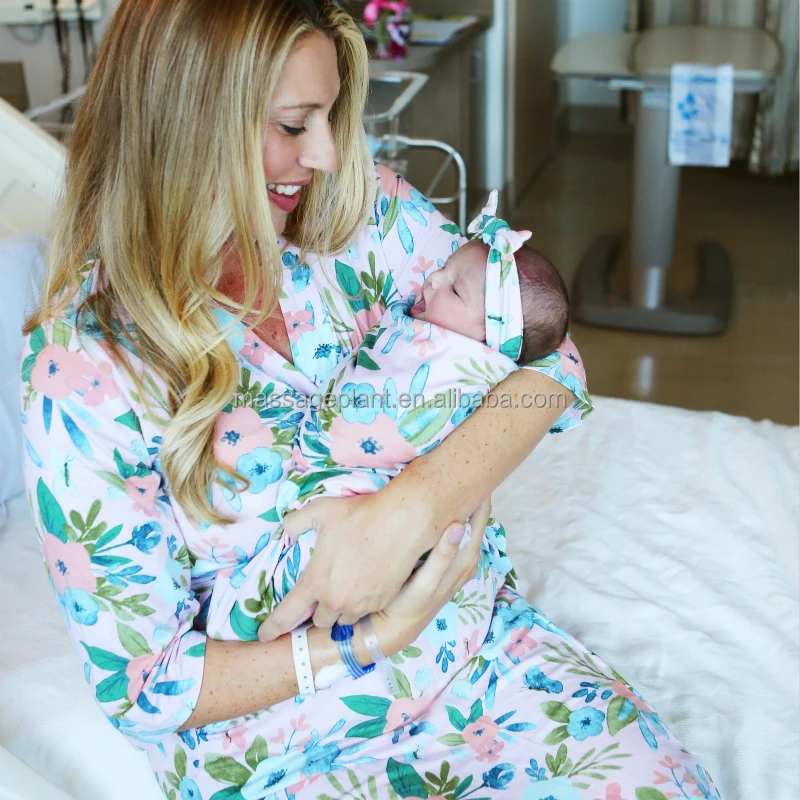 
Maternity robe and kids girls dress and organic bamboo swaddle blanket 