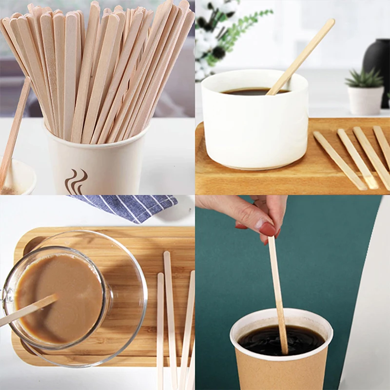 Factory Price Biodegradable Disposable Bulks 1000Pcs Packing 5.5-Inch Birch Wood Coffee Stirrer
