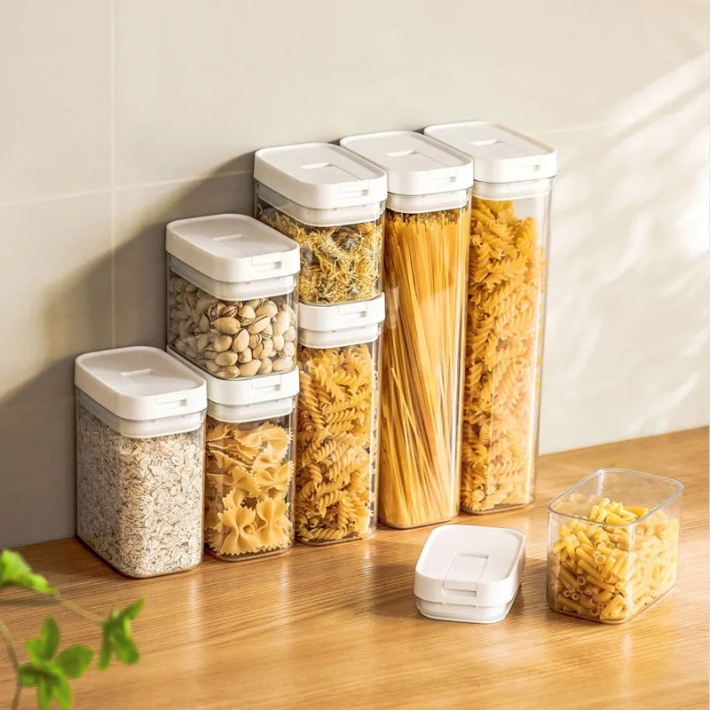 Home Plastic Glass Organizer Kitchen Storage Container Spice Jar Container Seasoning Bottle Set With Lids For Spices