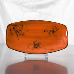 colour glaze change uneven bumpy dirty style dinning crockery porcelain plate dinnerware set for christmas dinner