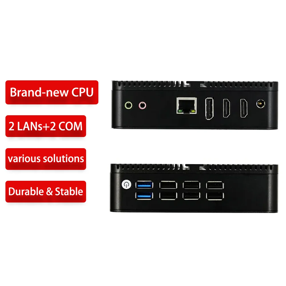 Fanless Mini PC N100 J6413 Intel 12th Elkhart Lake Cerelon  j6412 Three 4K Display Desktops Computer 8 USB ports PC Industrial