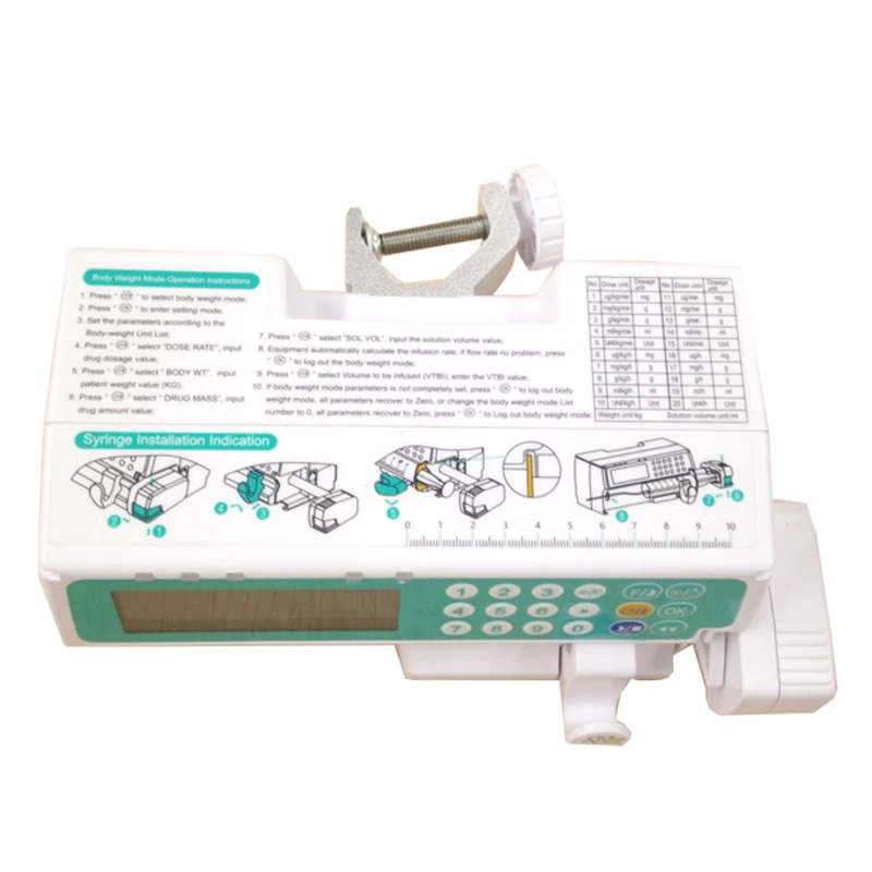 Portable medical syringe infusion pump for hospitals