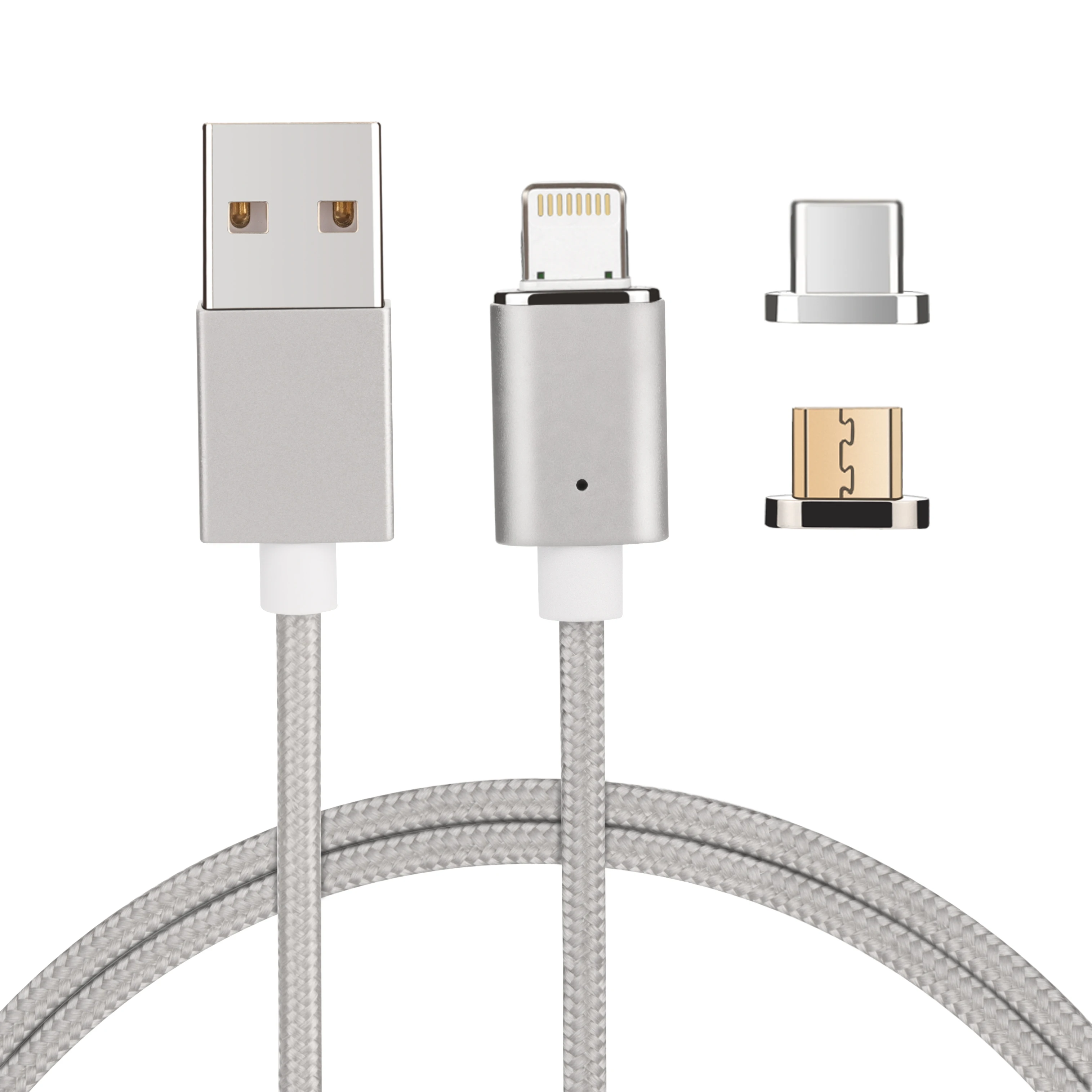 
usb iPhone Android Huawei nylon mobile phone charging cable flat magnetic data cable 