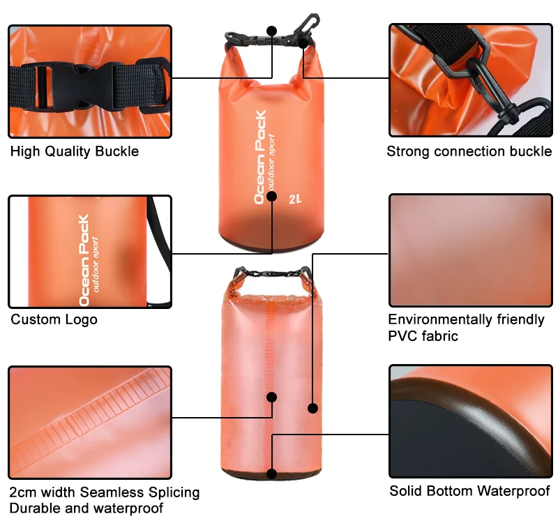 2L Kayak Trekking Boating Fishing Drifting Swimming Skiing Beach Floating Gift Sack Ocean Pack Backpack Waterproof Dry Bag