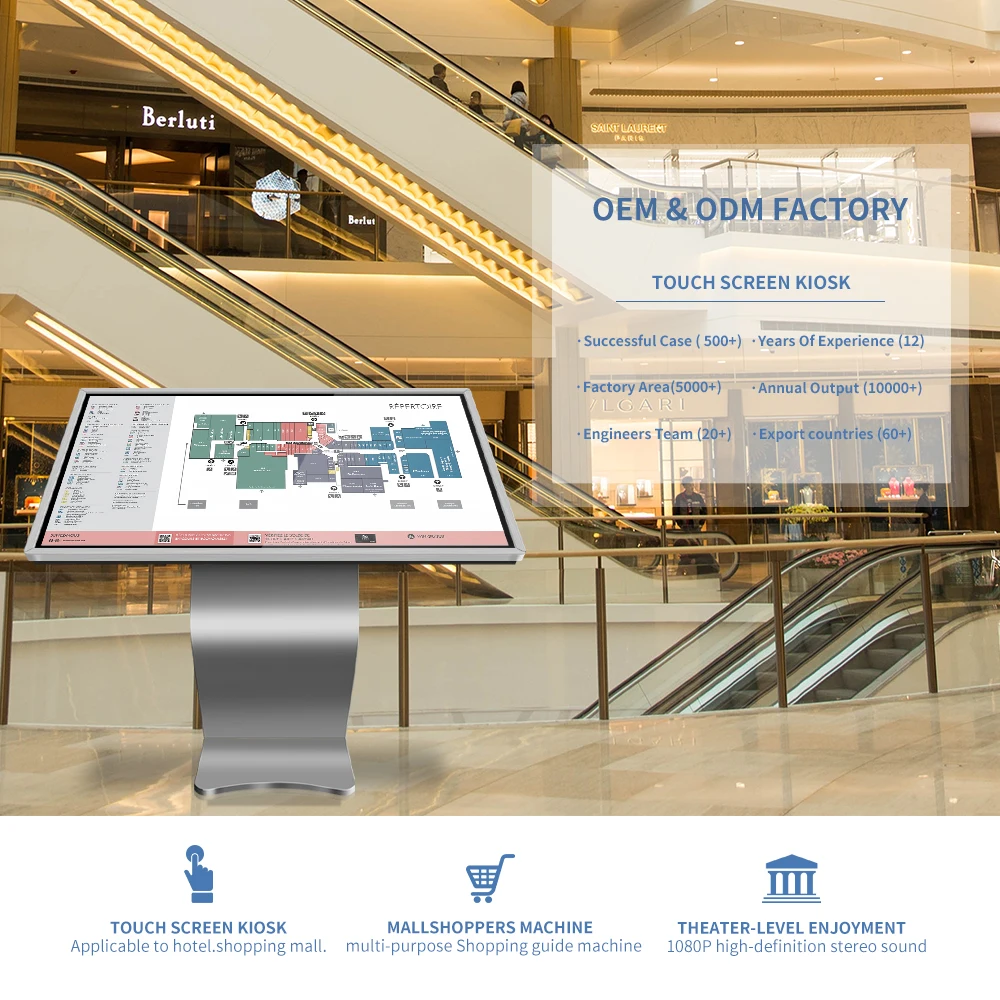 43 Inch LCD Interactive Touch Screen Window OS Digital Signage and Displays 20 Points Lcd