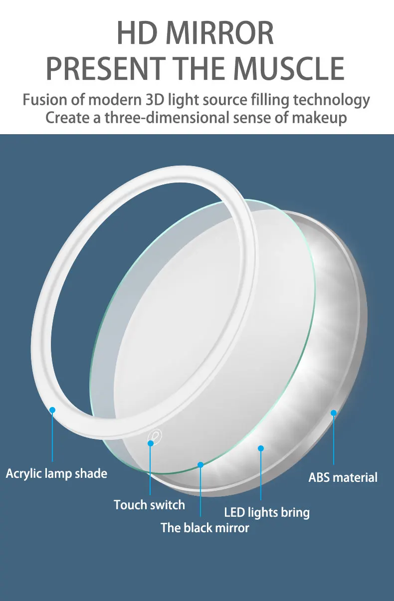 1x/3x/5x/7x/10x Custom Desk Tabletop Adjustable Stand Illuminated Makeup Mirror With Led Light