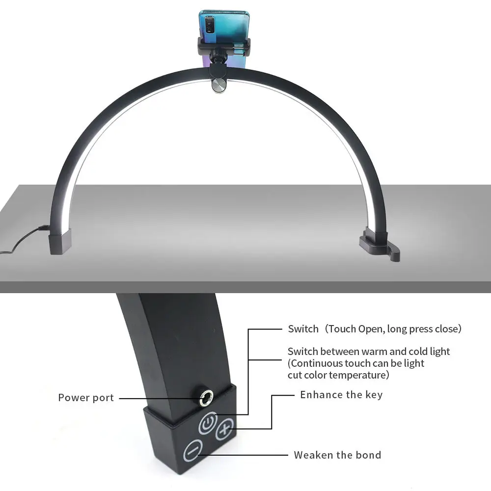 Beauty Manicure Eyelash Salon Moon Light Lamp Table Top Nail Repair Light Desktop Foldable Lamplight With Phone Holder