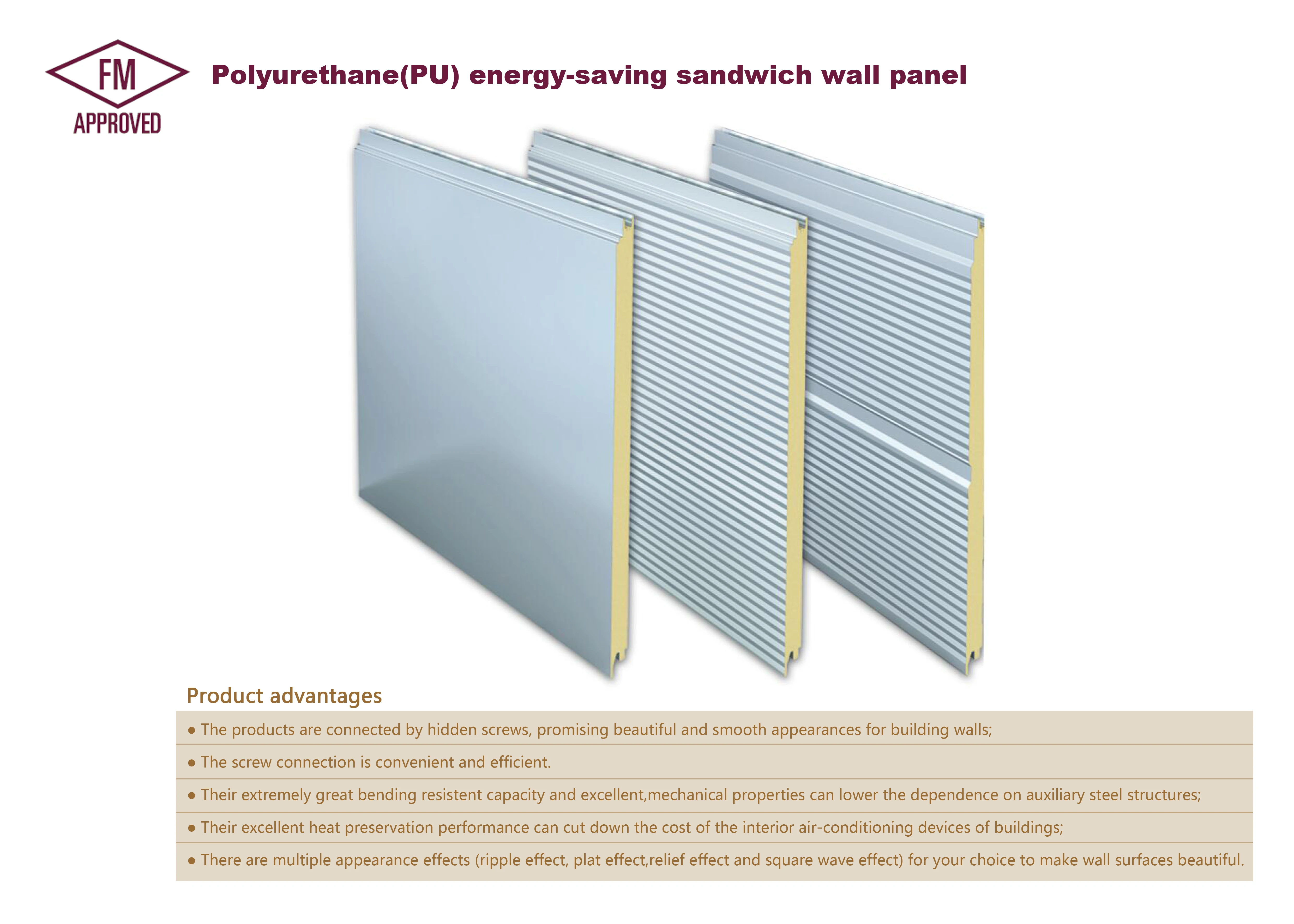 PUR/PIR foam heat insulation sandwich panel