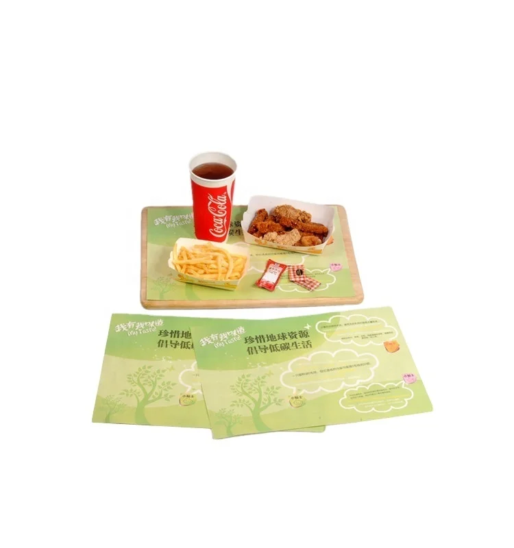Printing Paper Tray Mat for Fast Food Restaurant Wood Pulp Custom Paper Coloured Craft Paper Offset Printing Greaseproof Virgin