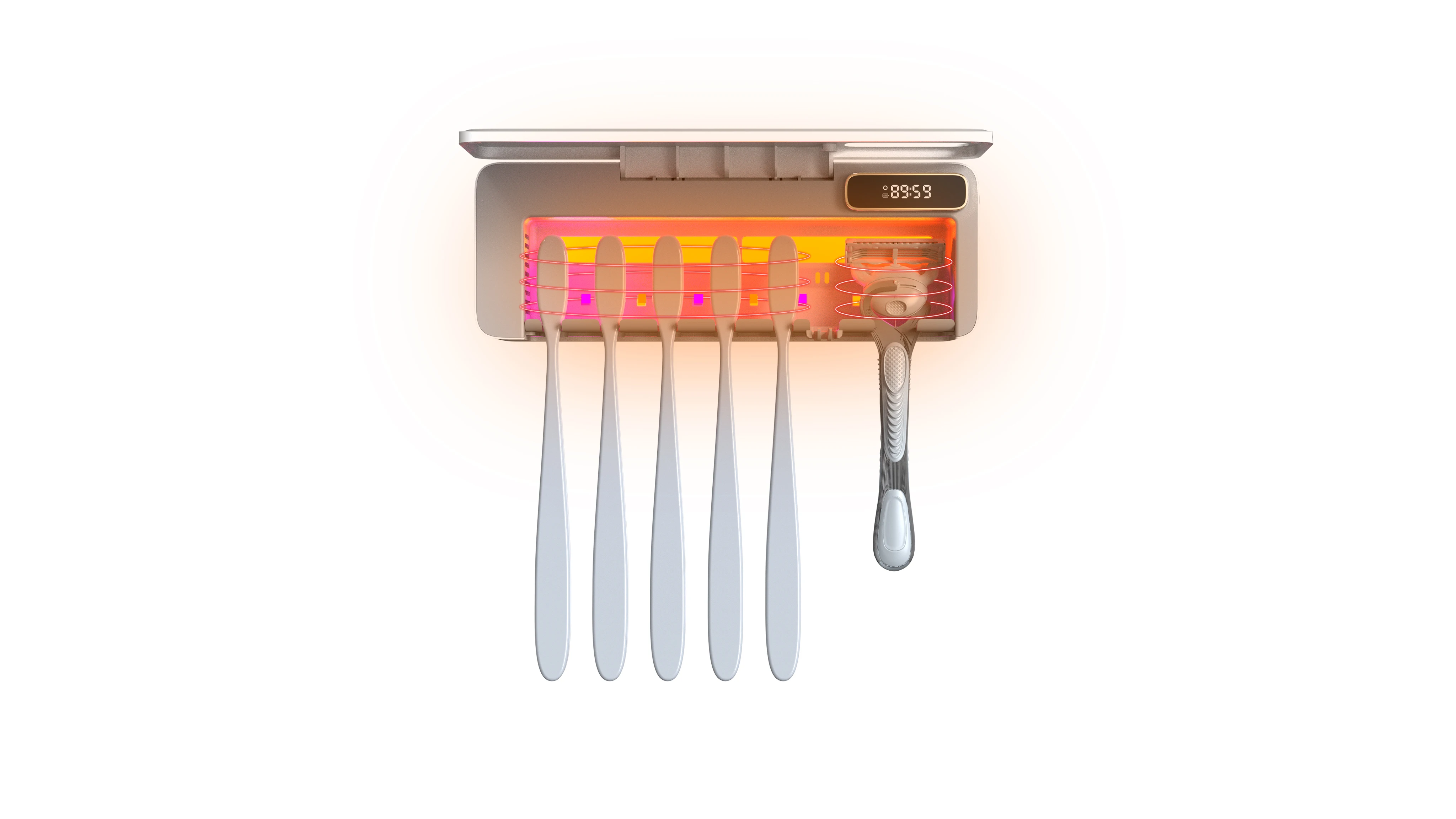 2024 UV Toothbrush Sanitizer HouseGem Toothbrush Sanitizer Holder Sterilization 2000mAh Rechargeable Cordless Wall Mounted