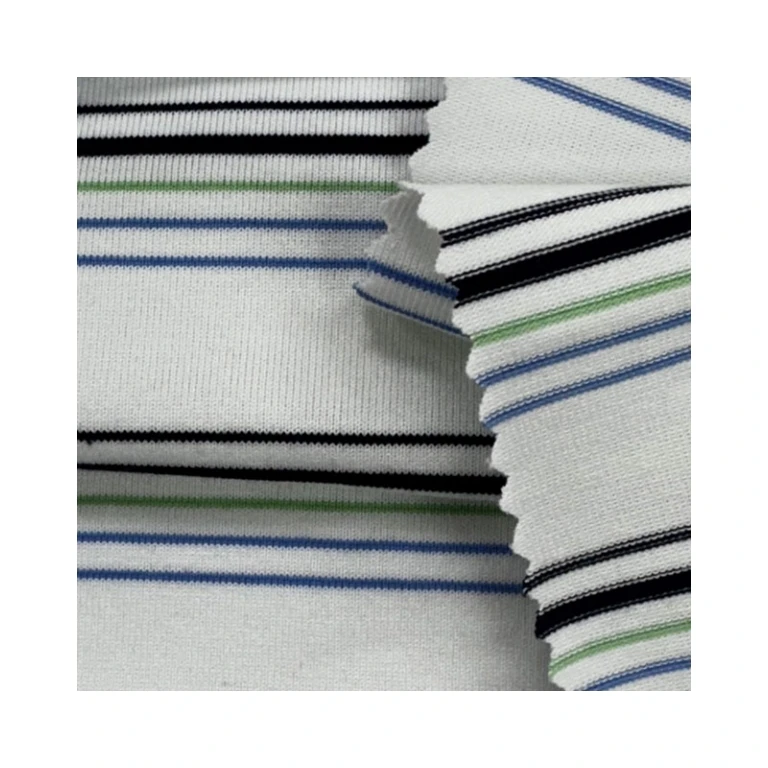 Premium Pima Cotton Polyester Spandex Yarn Dye Stripe Jersey Fabric For Polo Shirt