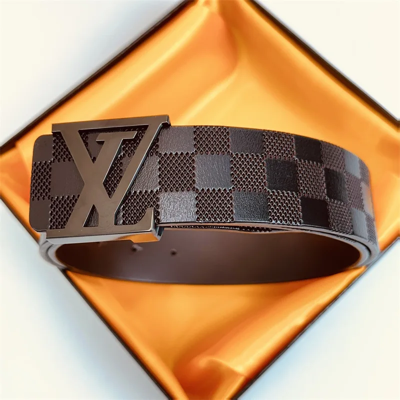 Belt Manufacturer Width Solid Brass Brushed L Letter Cow Leather Screw Removable Beaded Western Buckle Belt For Men