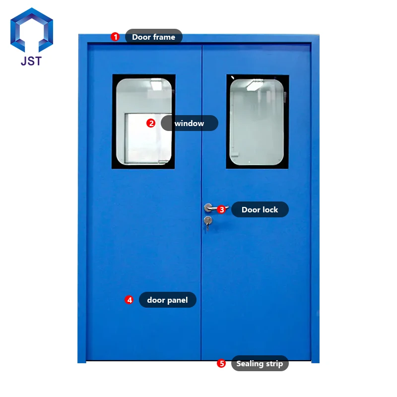JST Press button Choice of Panel Stainless Steel Frame FiberGlass Design GMP Clean room hospital door