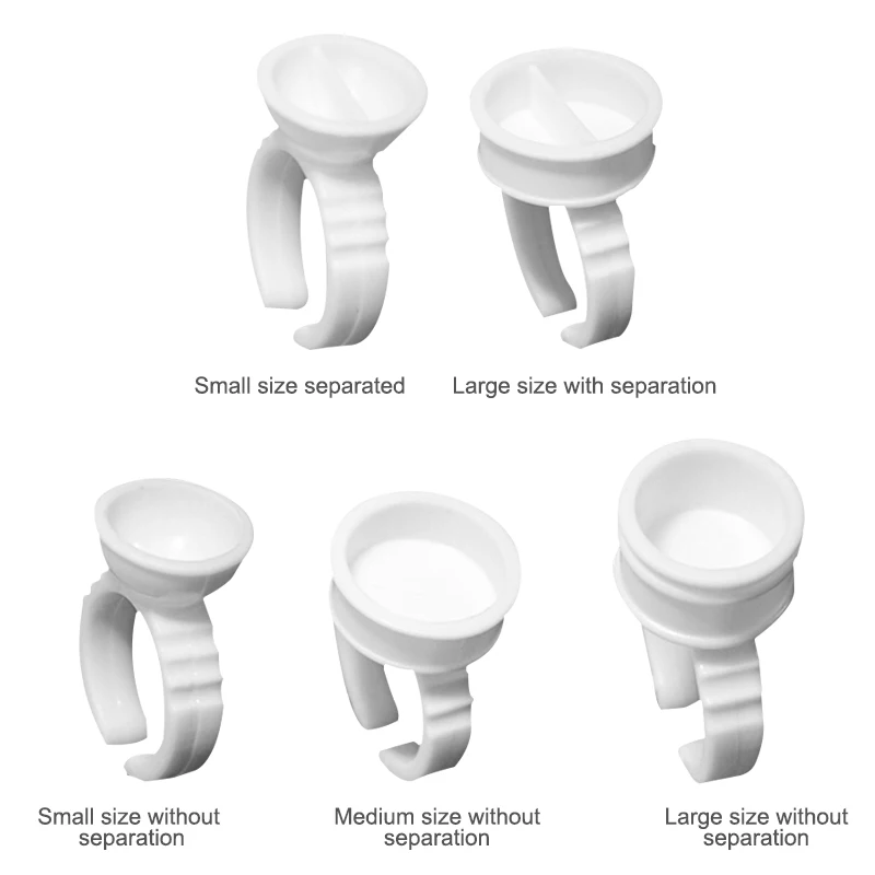 100Pcs Disposable Microblading White Ring Tattoo Ink Cup Tattoo Pigment Holder Plastic Pigment Ring Cup