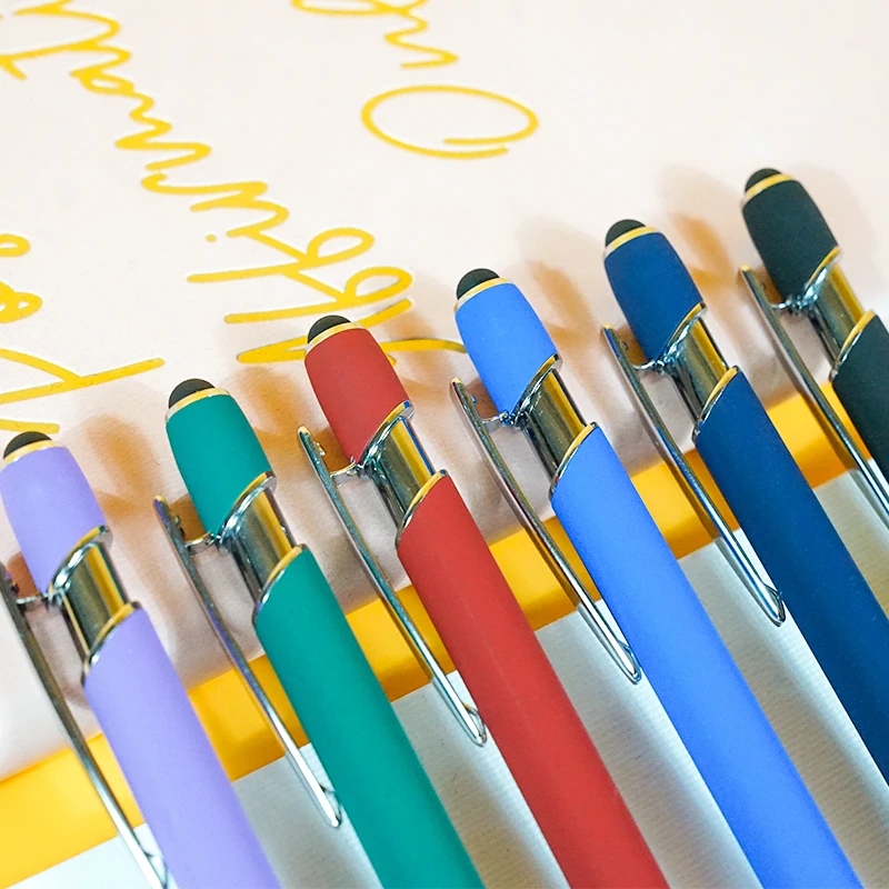 Tablet Mobile Phone Universal Capacitive Smart Soft Touch Screen Pen 2 In 1 Promotional Plastic Metal Custom Ballpoint Pen