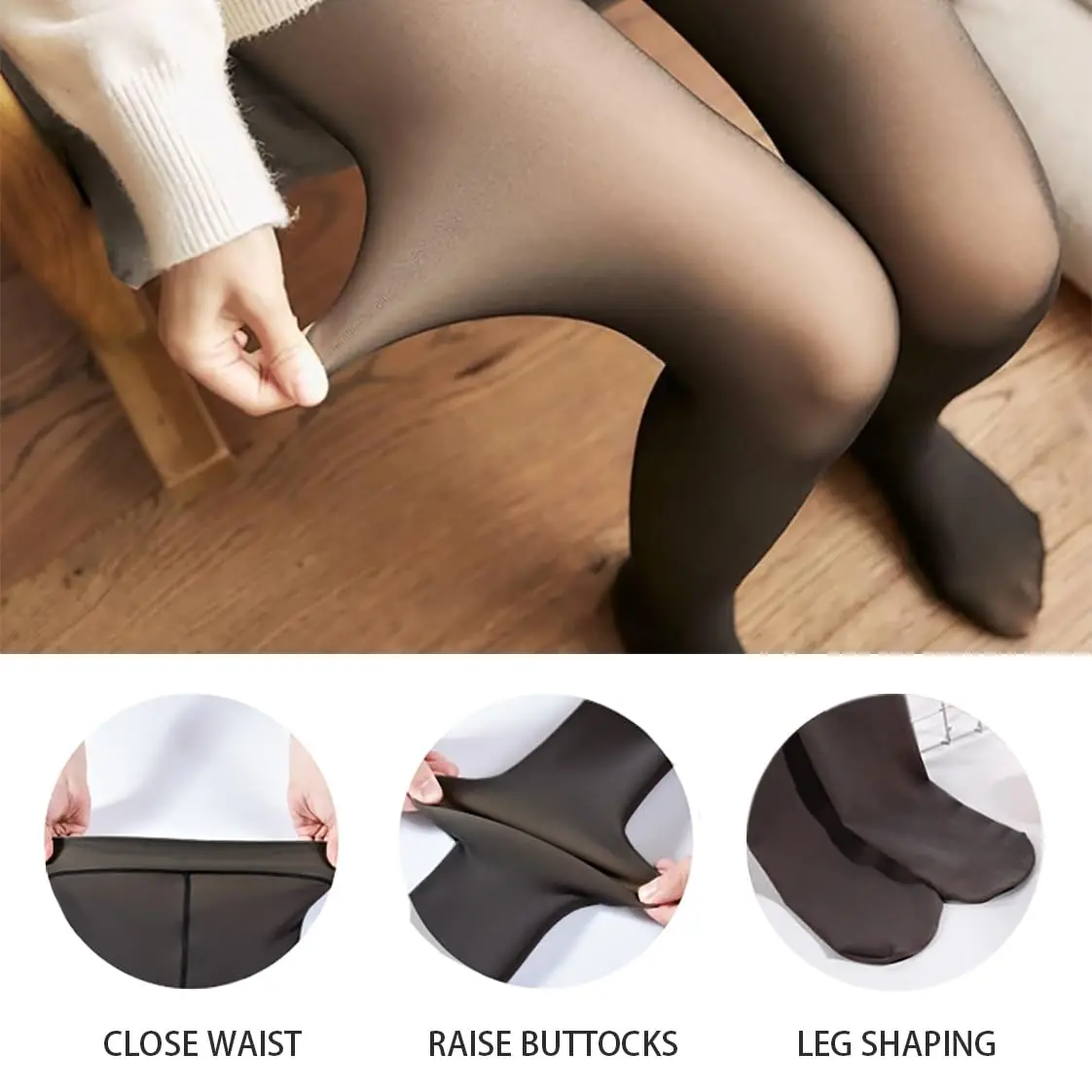 Women Fleece Lined Tights High Waisted Thermal Pantyhose Leggings Warm Thick Thermal Stretch Tights for Winter